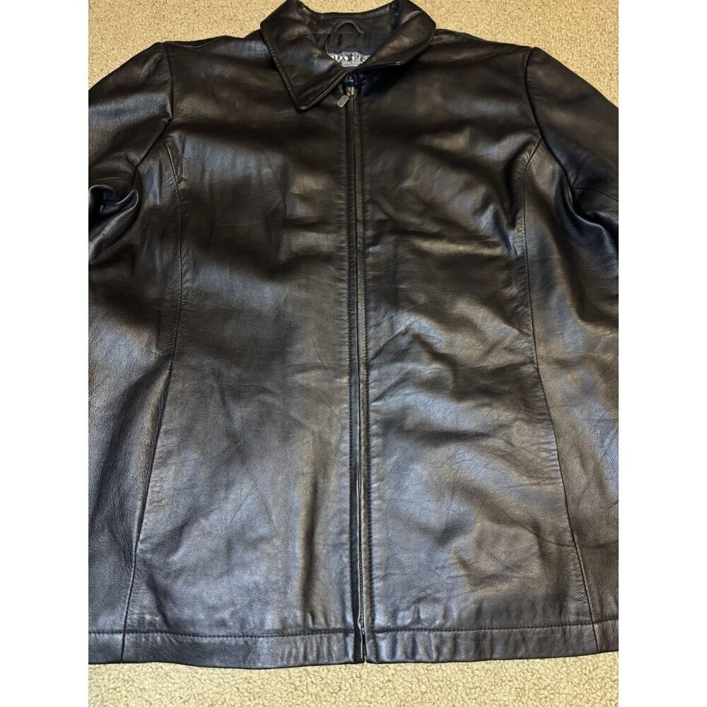 LANDS END Womens Lambskin Leather Jacket Sz XL Zip Up Biker Grunge Dark Academia - Picture 11 of 14